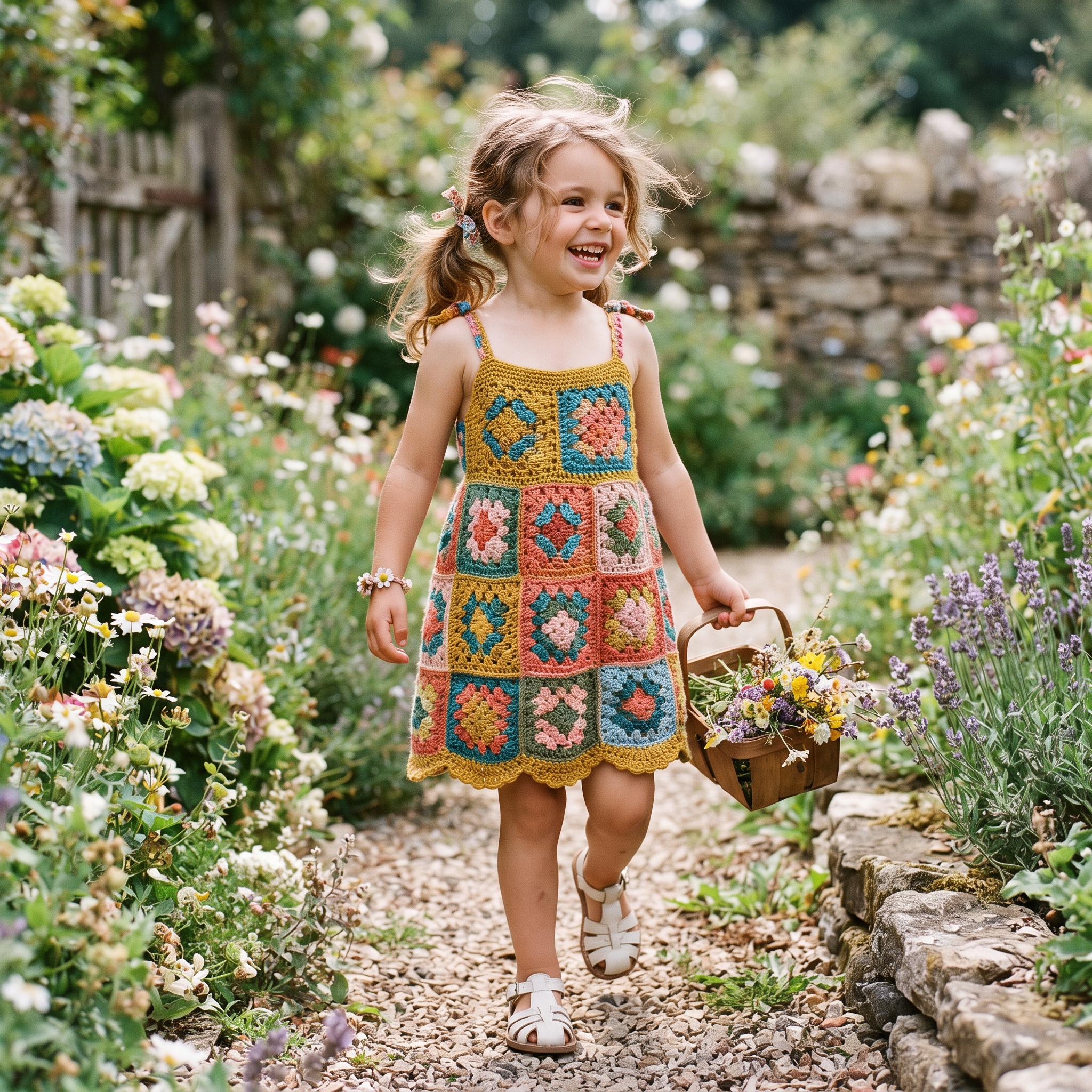 Child wearing handmade crochet dress
